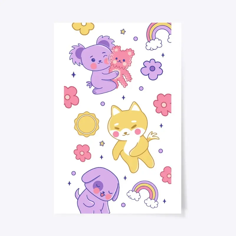 Kawaii Animals and  Rainbow